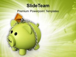 Piggy bank with chain lock safety concept powerpoint templates ppt themes and graphics 0213