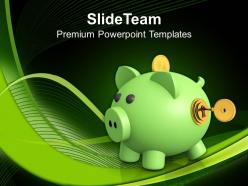 Piggy bank with lock and dollar security powerpoint templates ppt themes and graphics 0213
