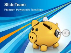 Piggy bank with lock and key powerpoint templates ppt themes and graphics