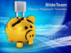 Piggy bank with lock financially secure powerpoint templates ppt themes and graphics 0213