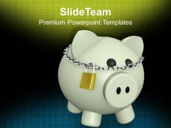 Piggy Bank With Lock Security Savings Success Powerpoint Templates Ppt Themes And Graphics 0113