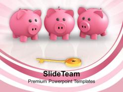 Piggy Banks And Key To Success Powerpoint Templates Ppt Themes And Graphics 0113