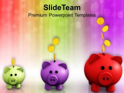 Piggy banks increasing in size growth powerpoint templates ppt themes and graphics 0213