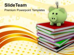 Piggy over a stack of books powerpoint templates ppt themes and graphics 0113
