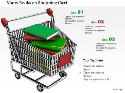 Pile of education books in shopping cart