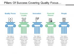 Pillars of success covering quality focus innovation financial and people
