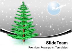 Pine tree in snow winter night powerpoint templates ppt backgrounds for slides 0113