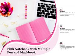 Pink Notebook With Multiple Pen And Mackbook