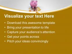 Pink piggy bank credit finance powerpoint templates ppt themes and graphics 0213