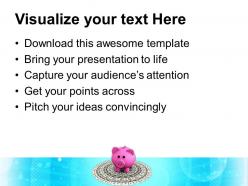 Pink piggy bank on dollar bills finance powerpoint templates ppt themes and graphics 0113