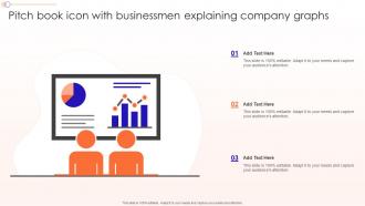 Pitch Book Icon With Businessmen Explaining Company Graphs