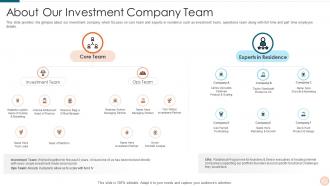 Pitch deck for investor about our investment company team ppt download