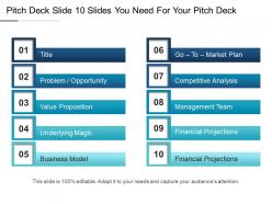 Pitch deck slide 10 slides you need for your pitch deck ppt icon