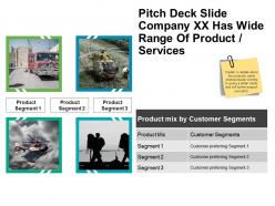 Pitch deck slide company xx has wide range of product services powerpoint images