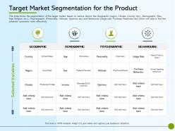 Pitch deck to offering target market segmentation for the product behavioural ppts shades