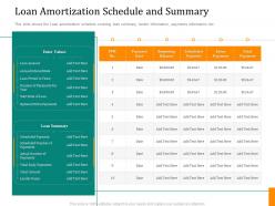 Pitch deck to raise funding from caveat loan amortization schedule and summary