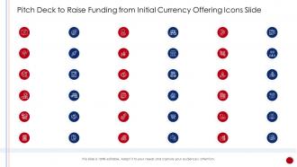 Pitch deck to raise funding from initial currency offering icons slide