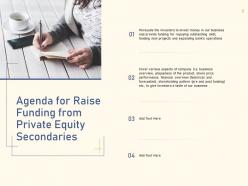 Pitch deck to raise funding from private equity secondaries powerpoint presentation slides
