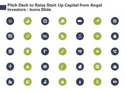 Pitch deck to raise start up capital from angel investors icons slide ppt designs