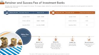 Pitchbook business selling deal retainer and success fee of investment banks