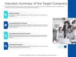 Pitchbook For Merger Deal Valuation Summary Of The Target Company Ppt Inspiration