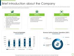 Pitchbook for security underwriting deal brief introduction about the company