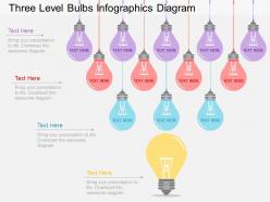 Pj three level bulbs infographics diagram flat powerpoint design