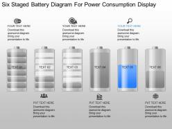 Pk six staged battery diagram for power consumption display powerpoint template