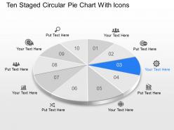 Pk ten staged circular pie chart with icons powerpoint template slide