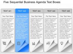 Pl five sequential business agenda text boxes powerpoint template