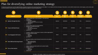 Plan For Diversifying Online Marketing Strategy
