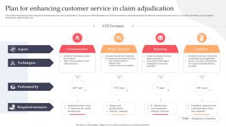 Plan For Enhancing Customer Service In Claim Adjudication