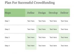 Plan for successful crowdfunding powerpoint slide graphics