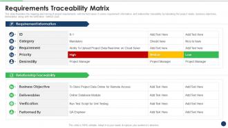 Plan For Successful System Integration Requirements Traceability Matrix