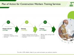 Plan Of Action For Construction Workers Training Services Session Equipment Ppt Presentation Designs
