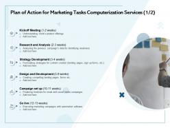 Plan of action for marketing tasks computerization services research and analysis ppt presentation icon