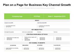 Plan on a page for business key channel growth