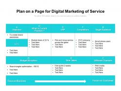 Plan on a page for digital marketing of service