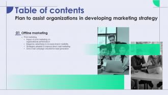 Plan To Assist Organizations In Developing Marketing Strategy Table Of Contents MKT SS V