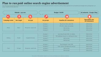 Plan To Run Paid Online Search Engine Outbound Marketing Plan To Increase Company MKT SS V