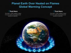 Planet earth over heated on flames global warming concept