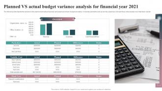 Planned Vs Actual Budget Variance Analysis For Financial Year 2021