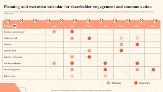Planning And Execution Calendar For Shareholder Communication Bridging