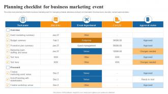 Planning Checklist For Business Marketing Event