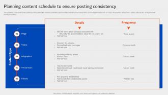 Planning Content Schedule To Ensure Posting Consistency University Marketing Plan Strategy SS