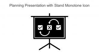 Planning Presentation With Stand Monotone Icon In Powerpoint Pptx Png And Editable Eps Format
