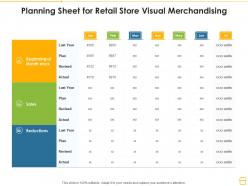 Planning sheet for retail store visual merchandising