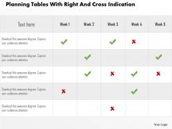 Planning tables with right and cross indication flat powerpoint design