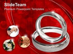 Platinum wedding rings on red background powerpoint templates ppt themes and graphics 0113
