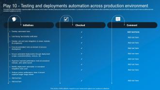 Play 10 Testing And Deployments Automation Technological Advancement Playbook